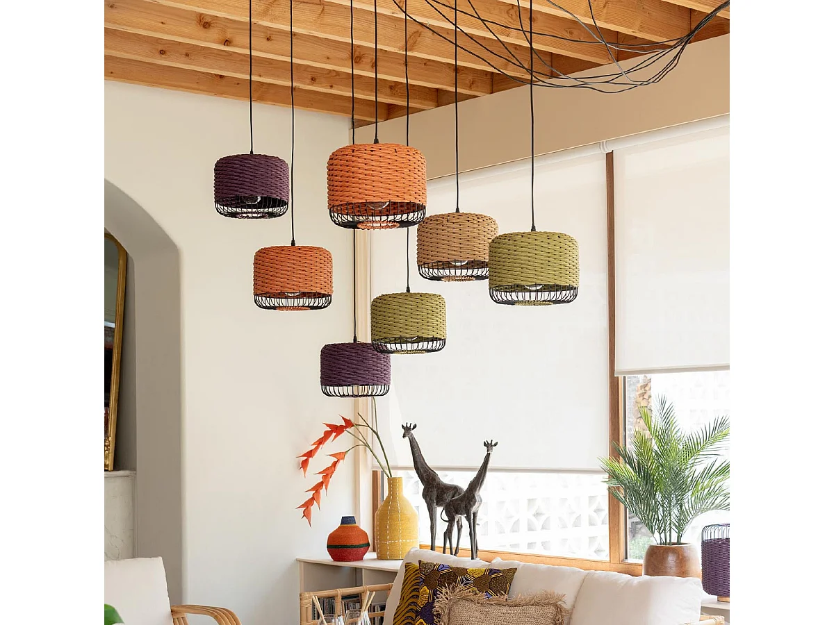 Lampe Suspension en Métal "Eldon" 27cm Mauve