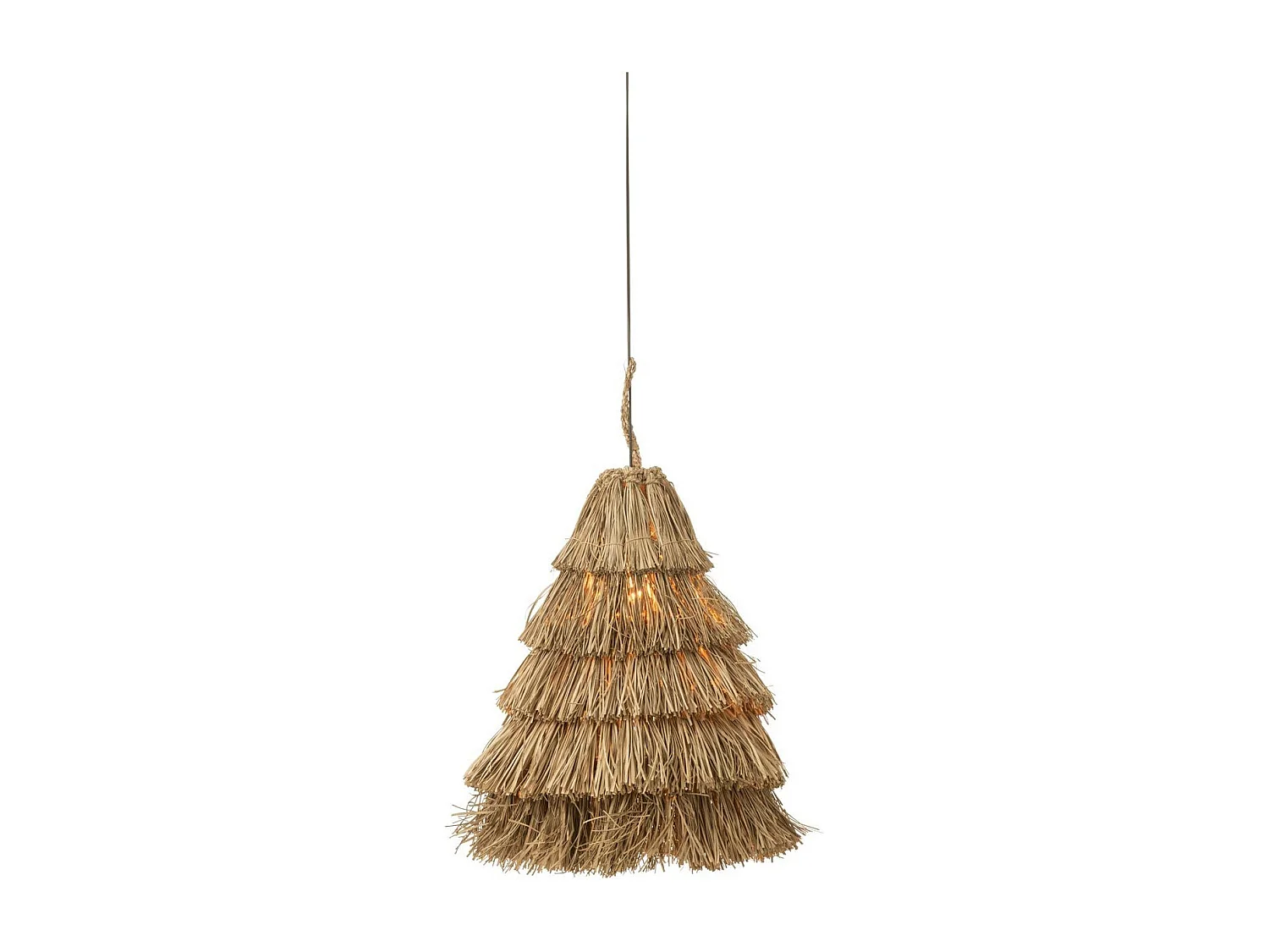 Lampe Suspension en Jonc "5 Couches" 50cm Naturel