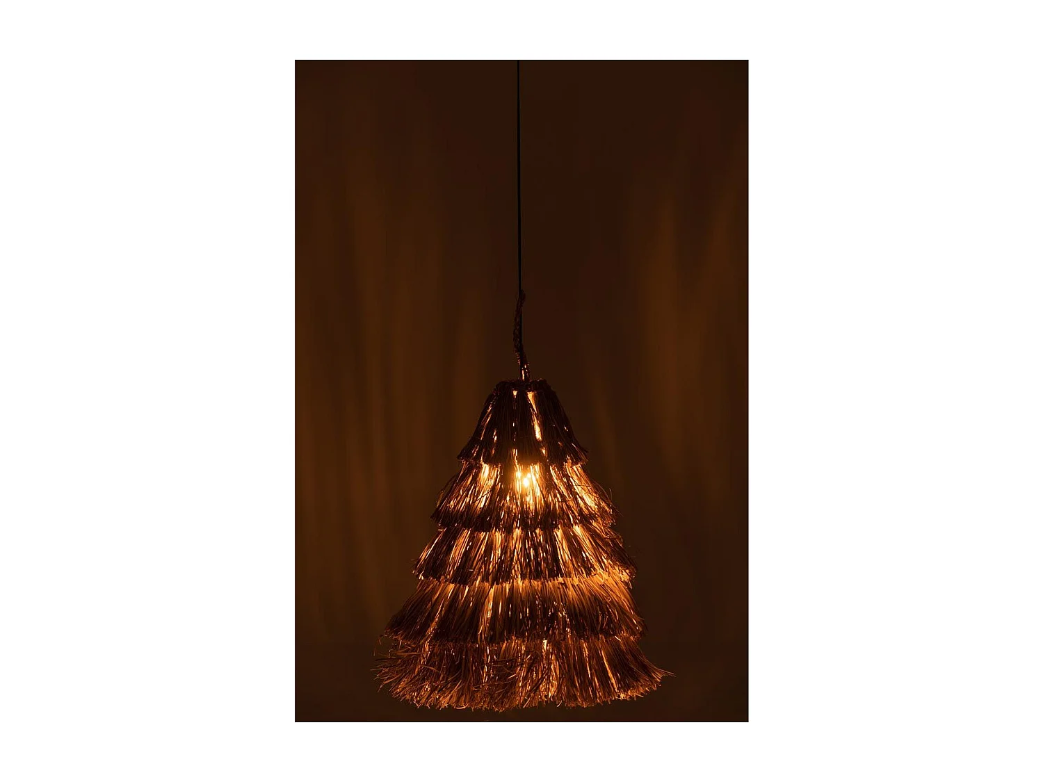 Lampe Suspension en Jonc "5 Couches" 50cm Naturel