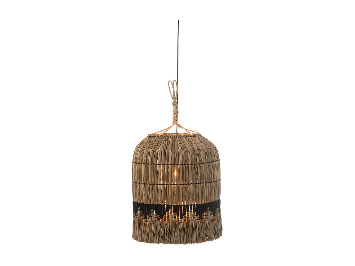Lampe Suspension Déco "Black Lombok" 50cm Naturel
