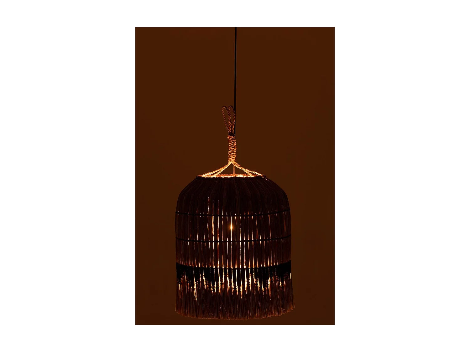 Lampe Suspension Déco "Black Lombok" 50cm Naturel