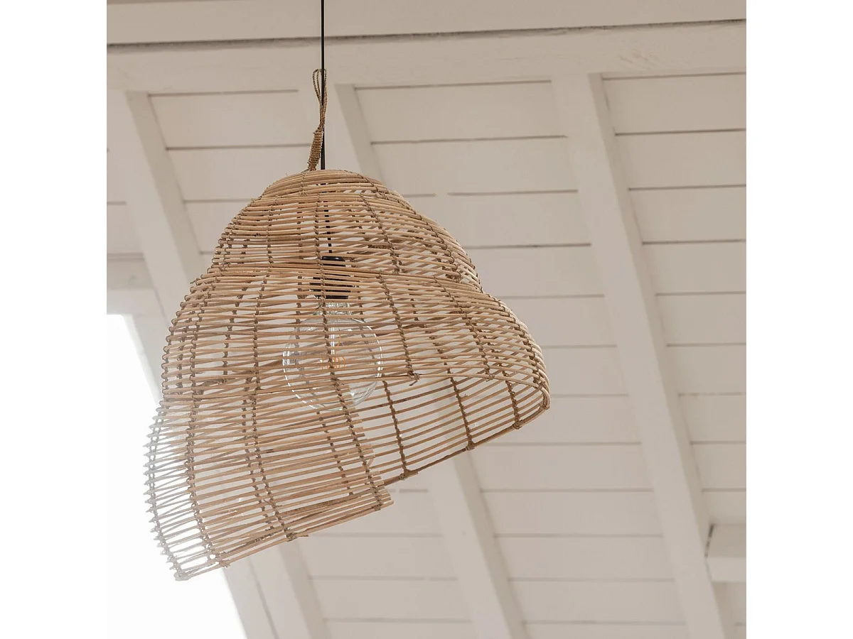 Lampe Suspension Bambou "Escargot" 55cm Naturel