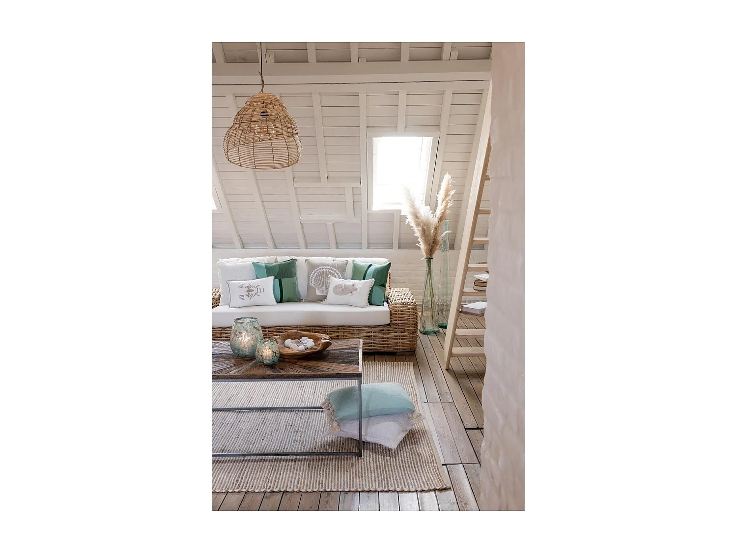 Lampe Suspension Bambou "Escargot" 55cm Naturel