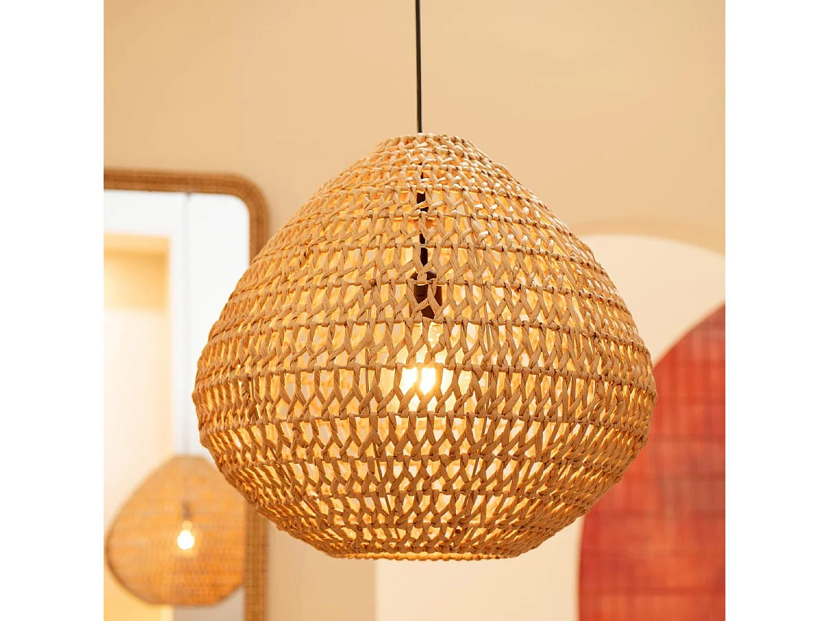 Lampe Suspension Torsade "Sharron" 50cm Naturel