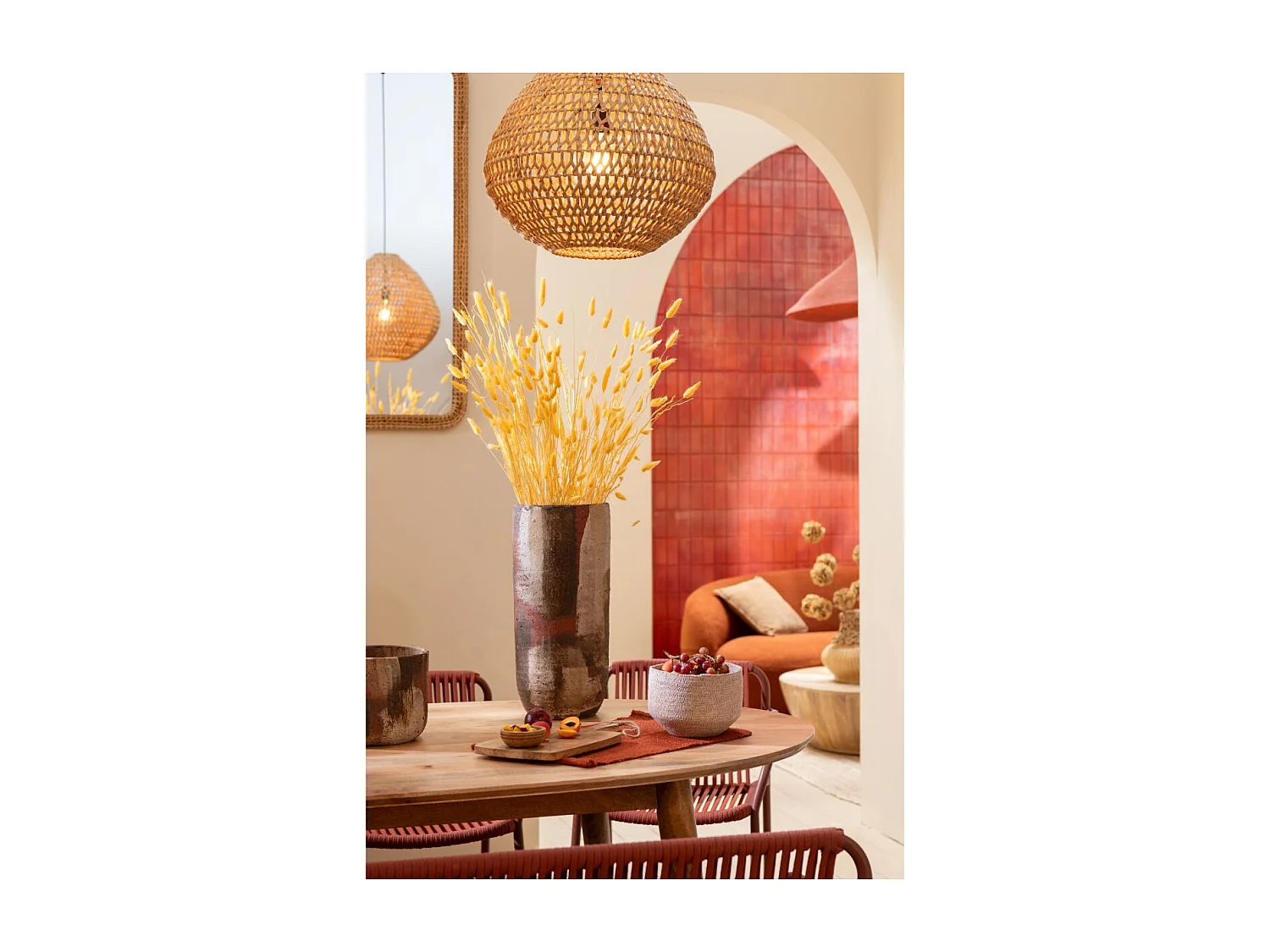Lampe Suspension Torsade "Sharron" 50cm Naturel