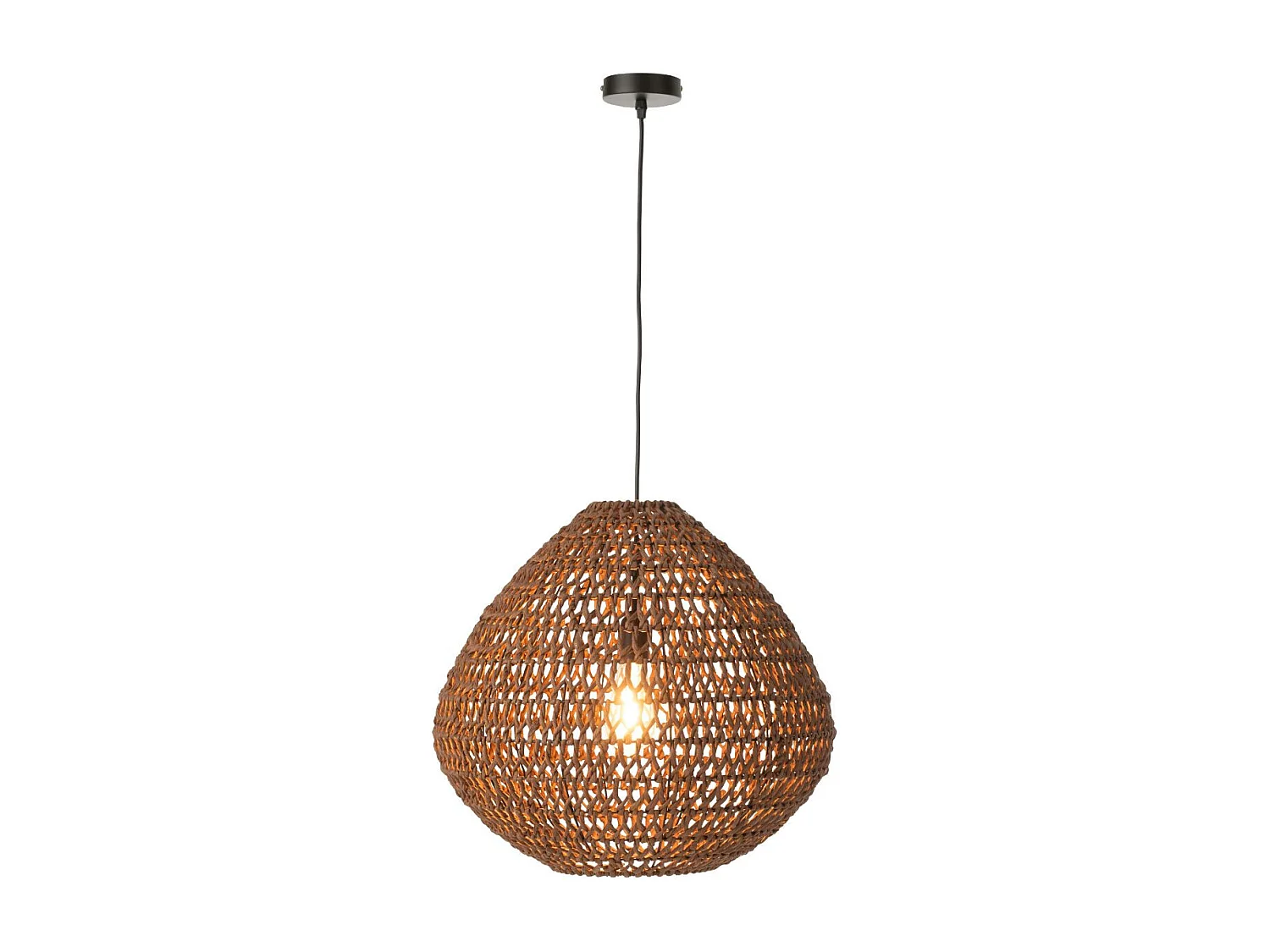 Lampe Suspension Torsade "Sharron" 50cm Marron