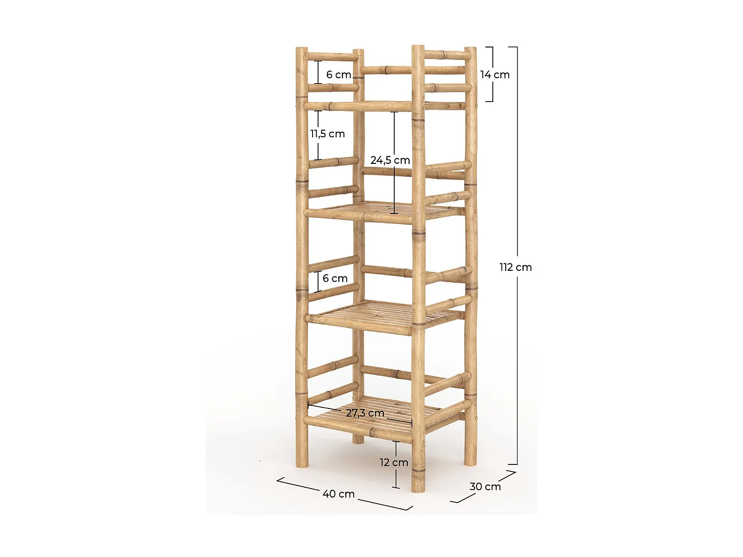 Scaffale in bambù, 4 livelli - Bami