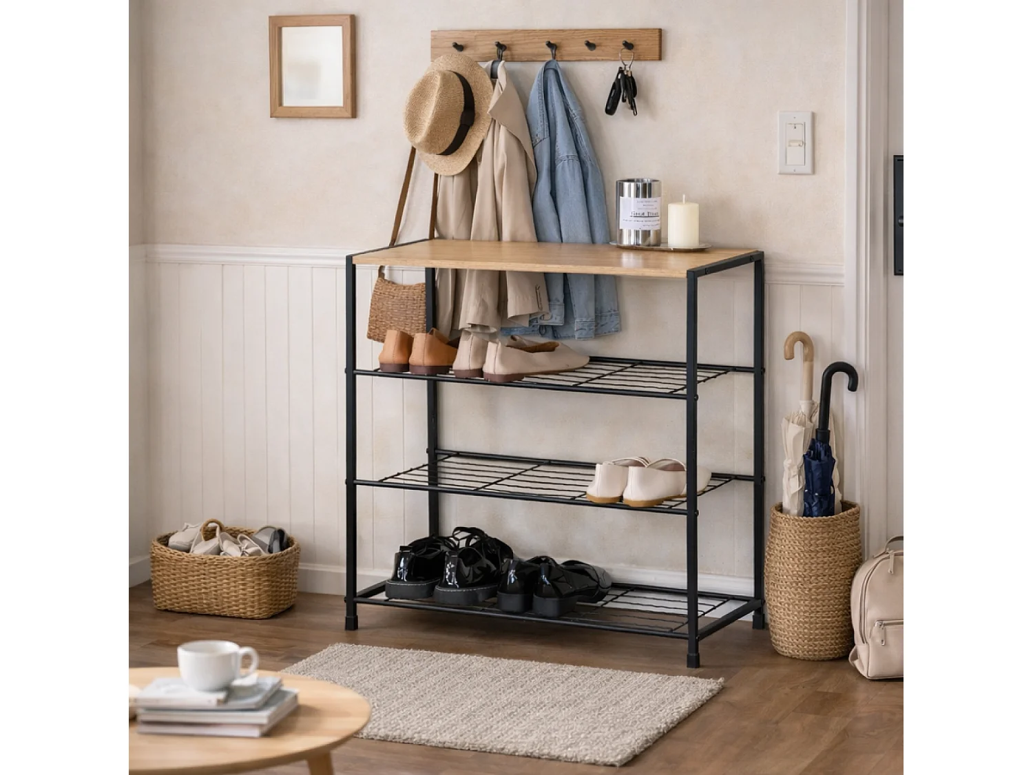 Meuble à chaussures 63x30cm bois BOTTI