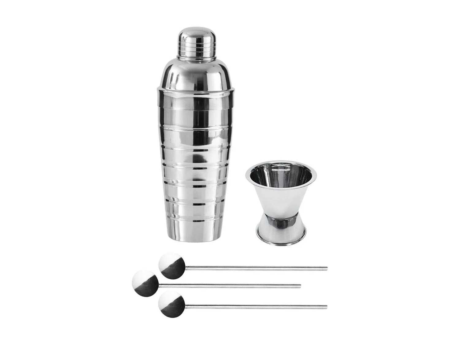 Trio cocktails shaker, doseur à alcool et 3 cuillères à cocktail inox Fackelmann Bar Concept