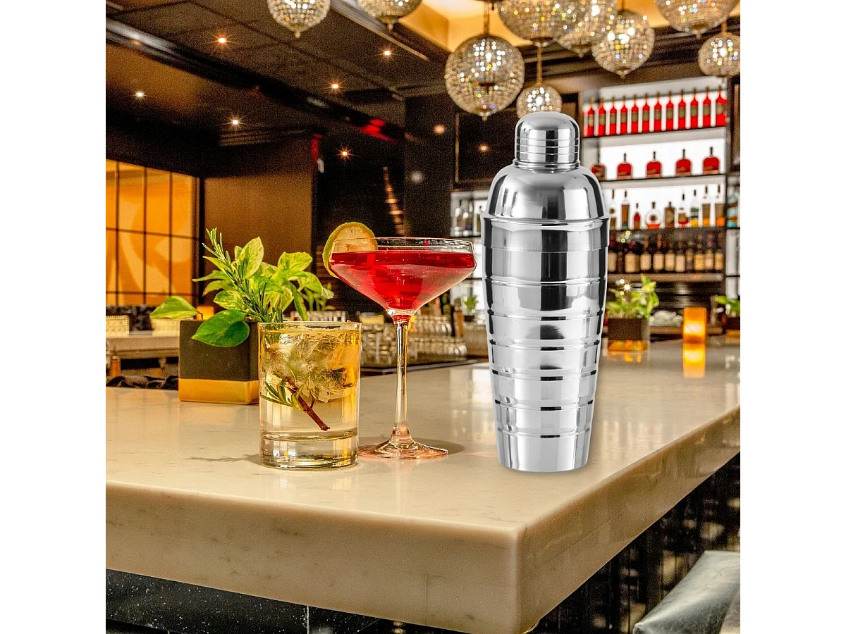 Trio cocktails shaker, doseur à alcool et 3 cuillères à cocktail inox Fackelmann Bar Concept