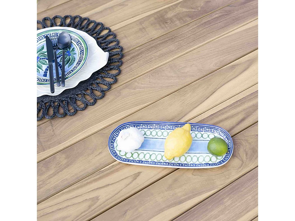 Ensemble de jardin bois teck 6 places avec cordage beige CALVI