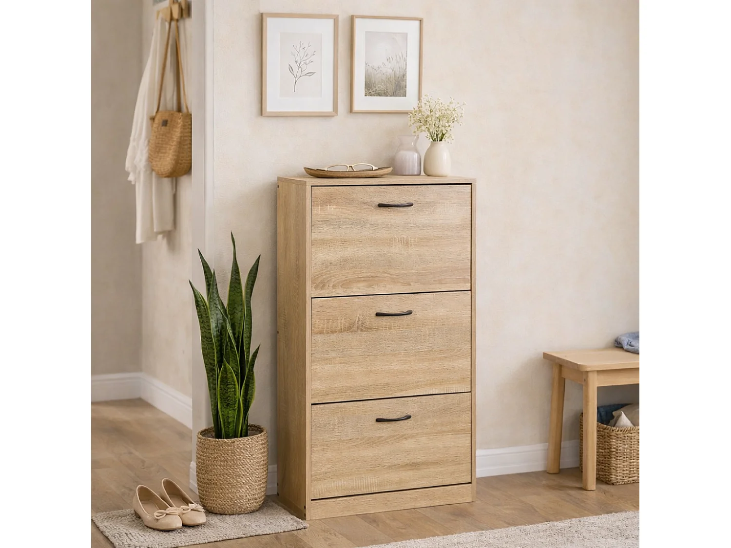 Meuble à chaussures 116x60cm bois TALLI