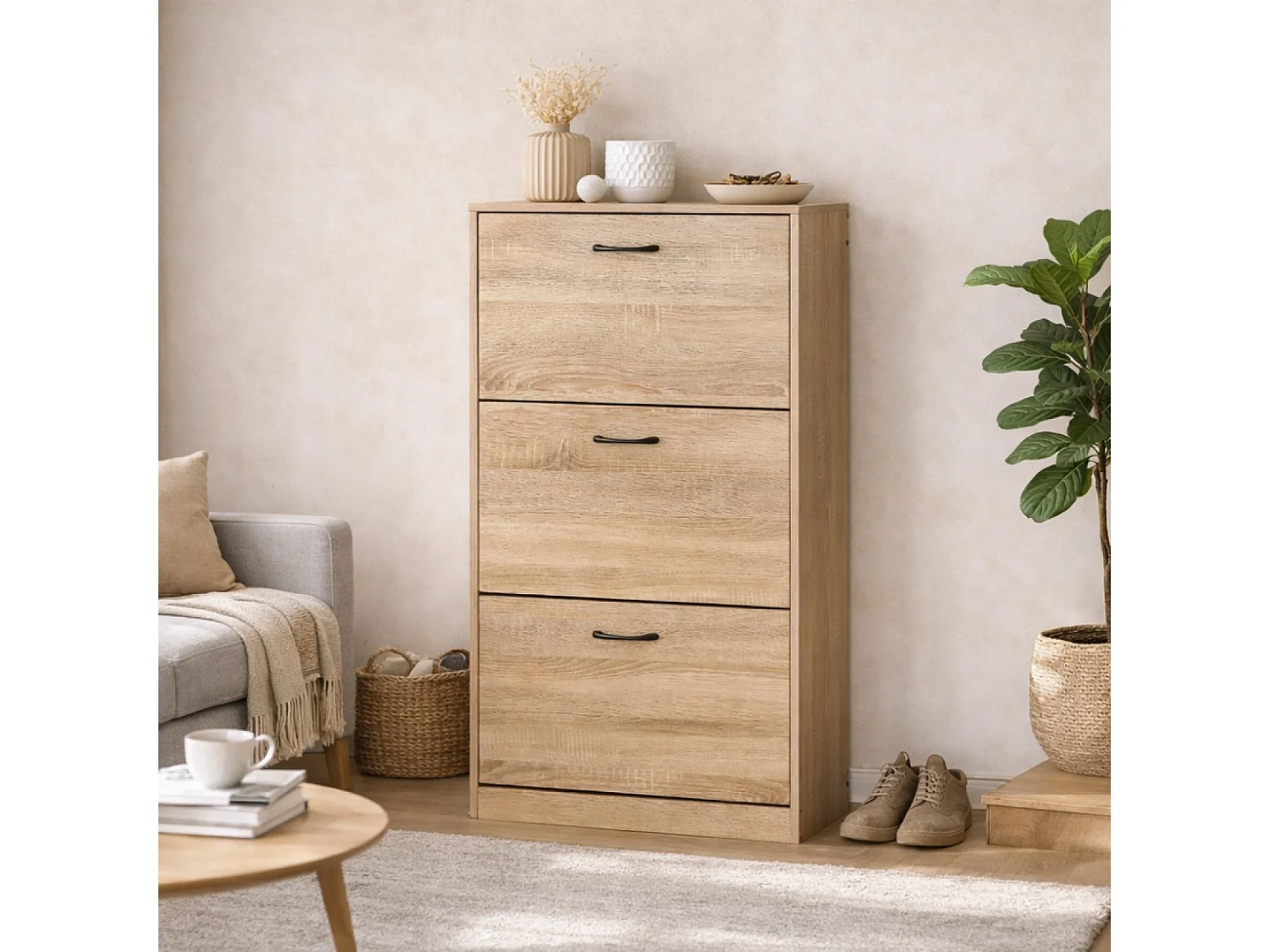 Meuble à chaussures 116x60cm bois TALLI