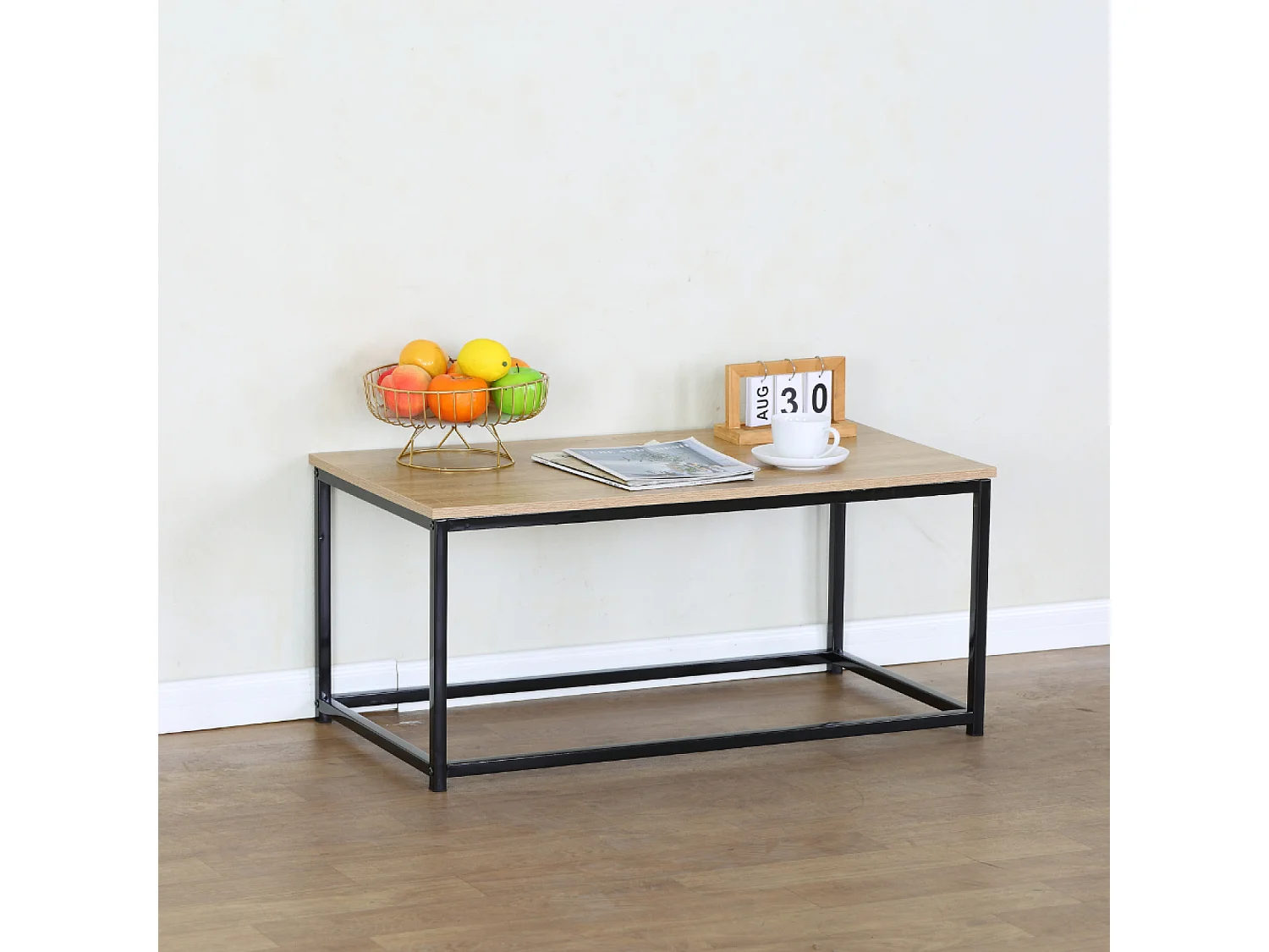 Table basse rectangle 90x48cm bois TIVI