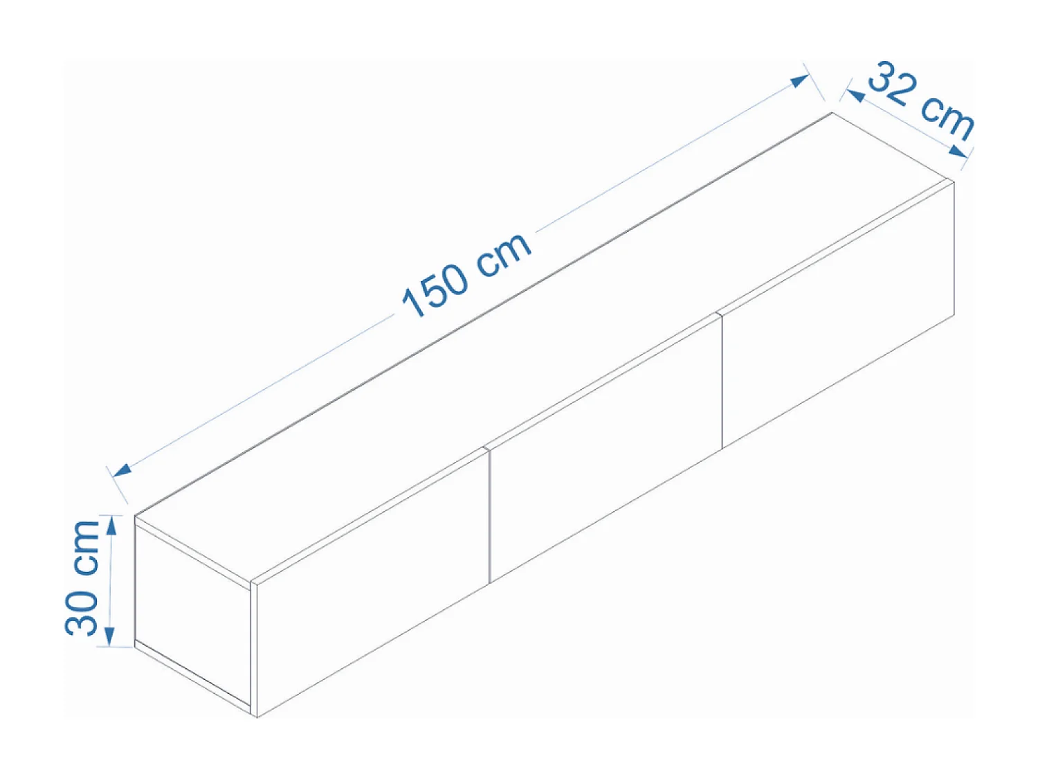 Meuble TV suspendu avec placards 150cm noyer HAL