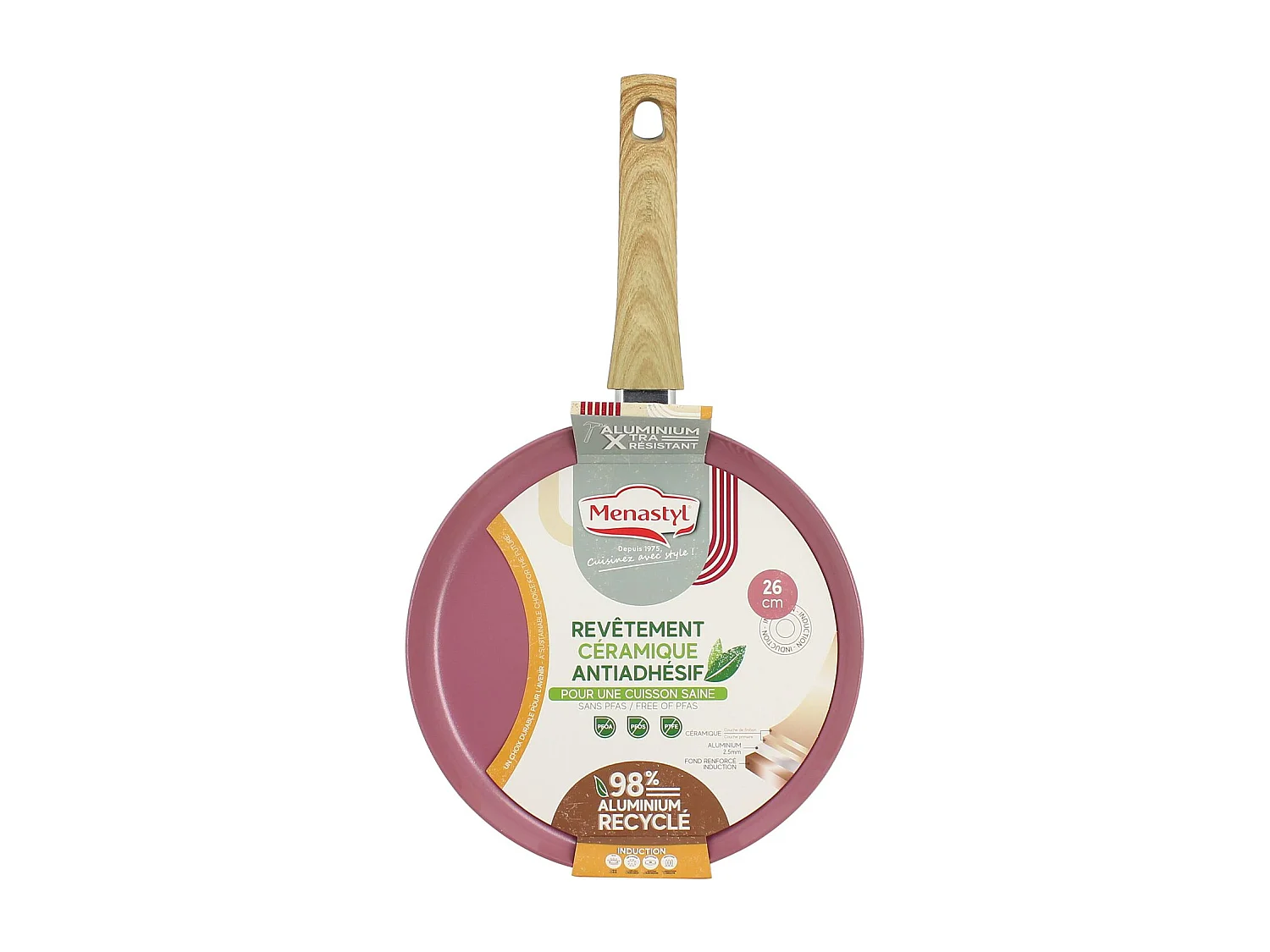 Menastyl - Crepiere Colorama 26cm Aluminium Recycle Lilas Induction