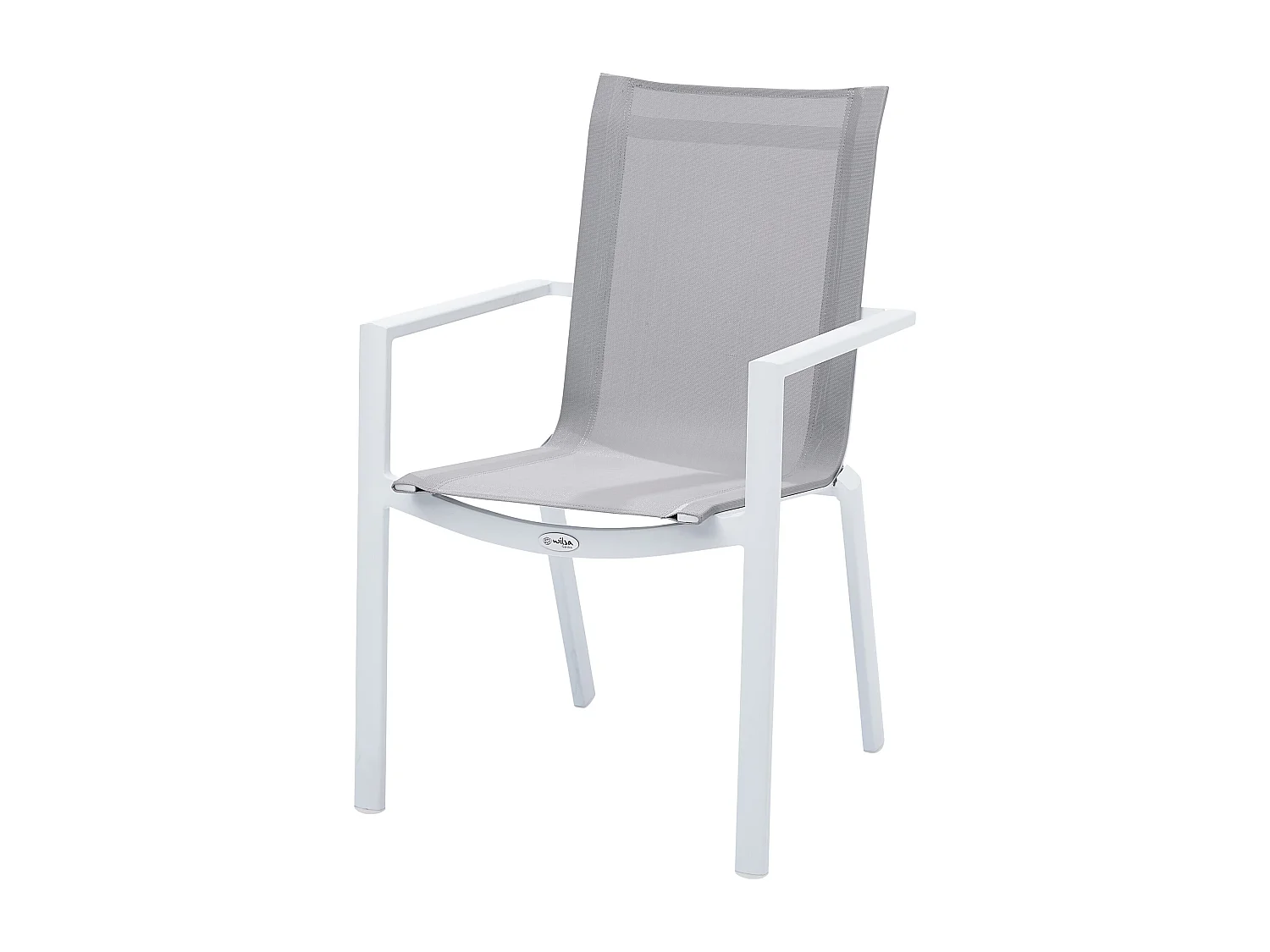 Ensemble TULUM 10/14p en aluminium blanc et plateau en alu décors bois avec 10 fauteuils et 4 chaises pliantes