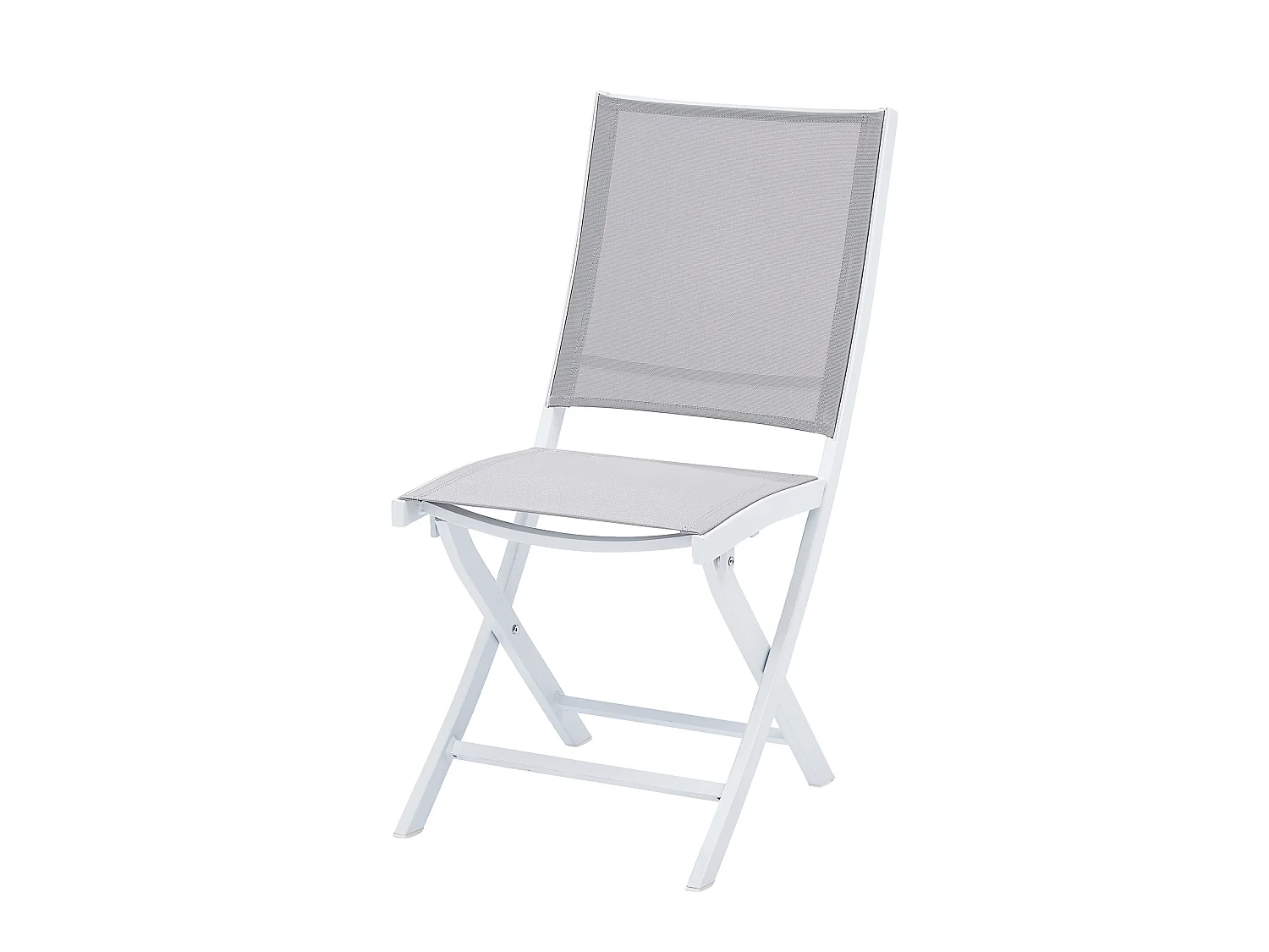 Ensemble TULUM 10/14p en aluminium blanc et plateau en alu décors bois avec 10 fauteuils et 4 chaises pliantes