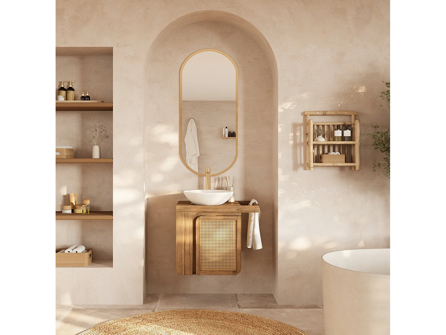 Petite étagère suspendue en bambou - Bami