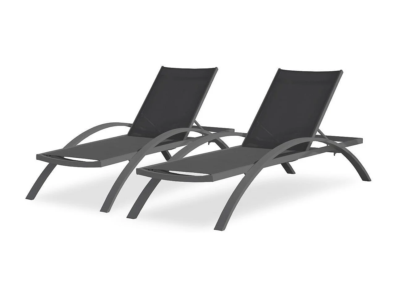 Lot de 2 Bains de Soleil Empilables "Barcelona" 195cm Noir