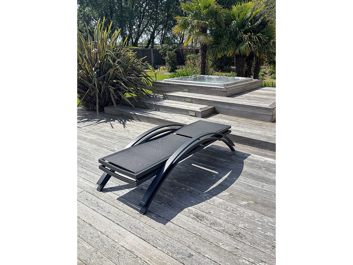 Lot de 2 Bains de Soleil Empilables "Barcelona" 195cm Noir