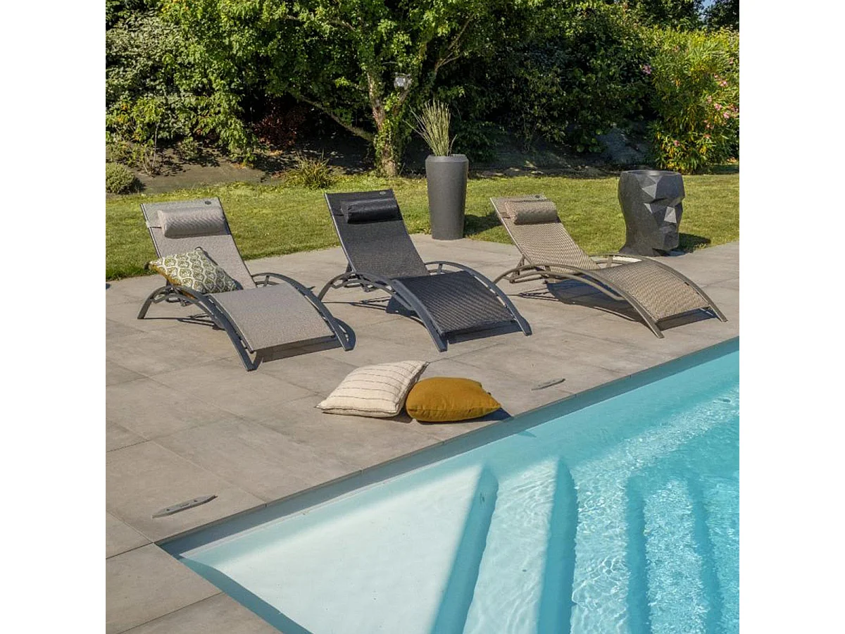 Lot de 2 Bains de Soleil "Cloé" 170cm Noir