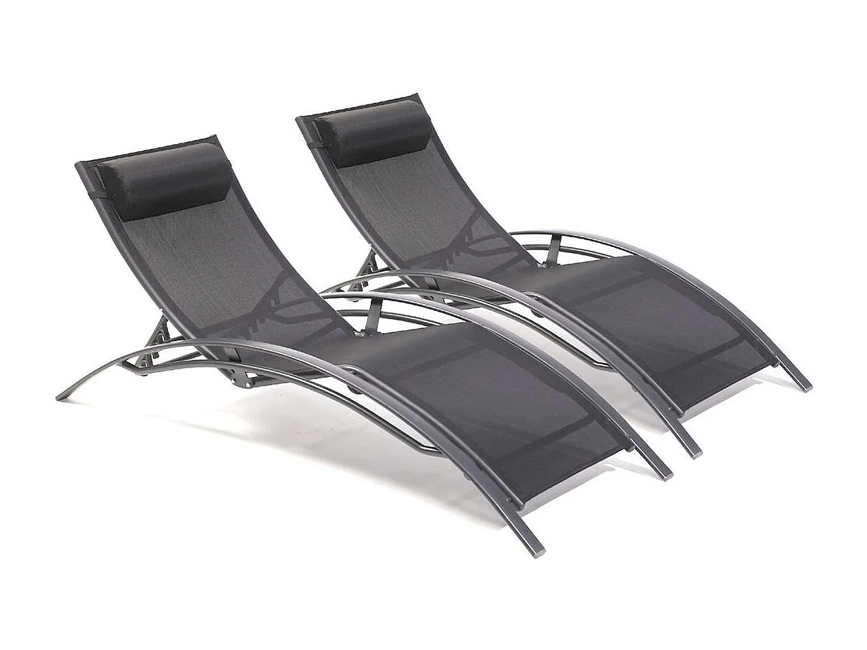 Lot de 2 Bains de Soleil "Cloé" 170cm Noir
