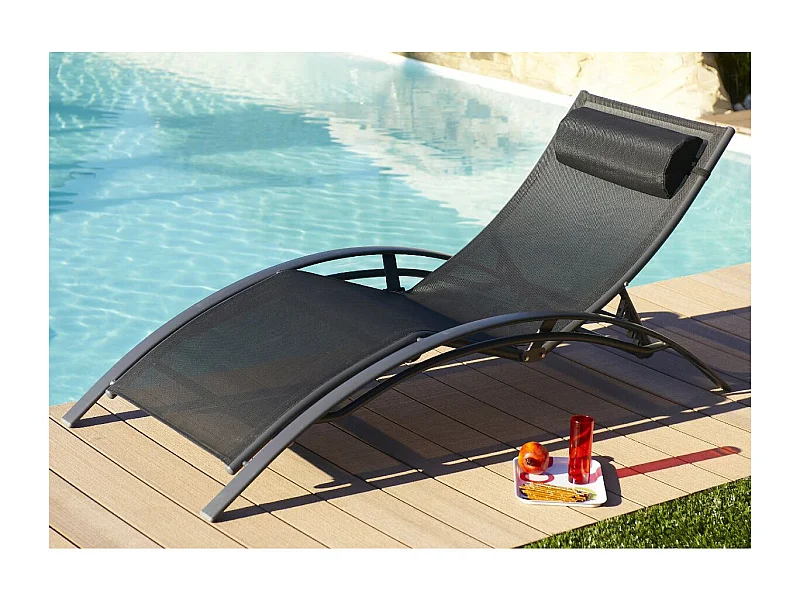 Lot de 2 Bains de Soleil "Cloé" 170cm Noir