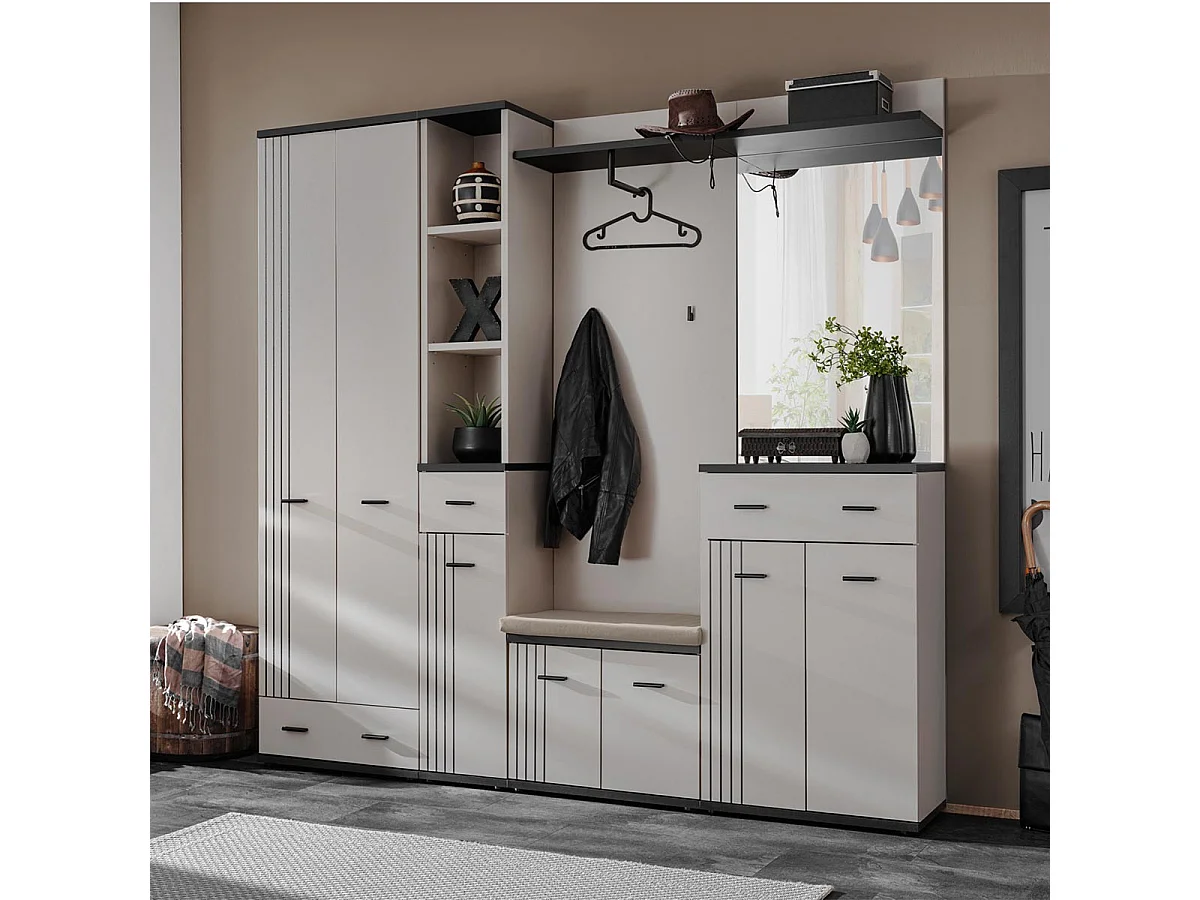 Ensemble Vestiaire 6P "Hugo" 210cm Gris & Noir