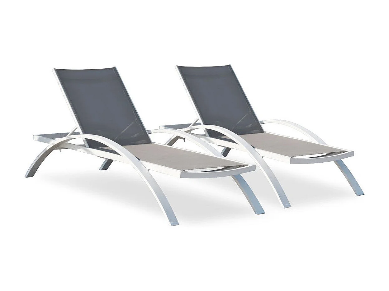 Lot de 2 Bains de Soleil Empilables "Barcelona" 195cm Blanc