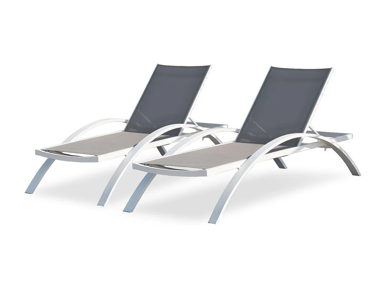 Lot de 2 Bains de Soleil Empilables "Barcelona" 195cm Blanc