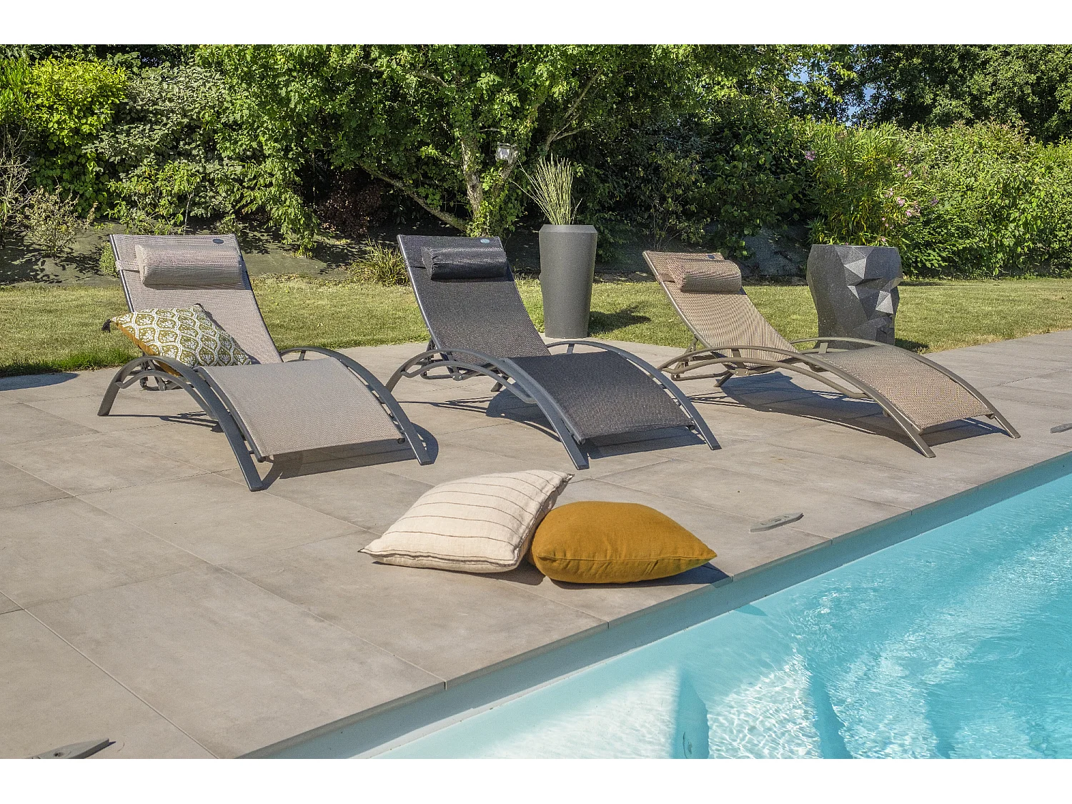 Lot de 2 Bains de Soleil "Cloé" 170cm Cappuccino