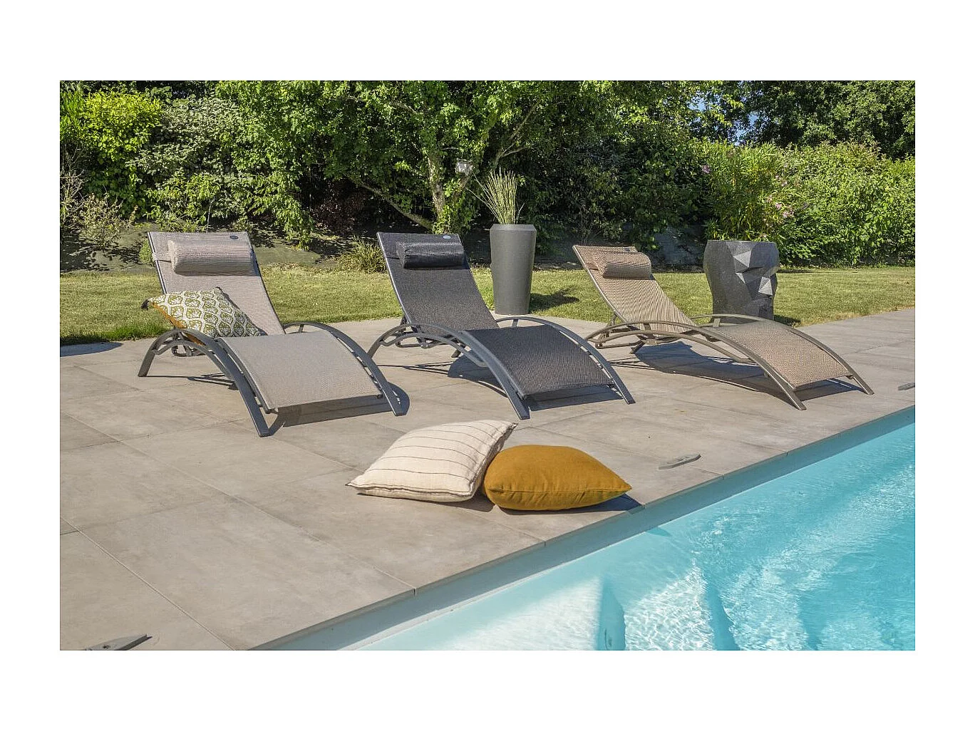 Lot de 2 Bains de Soleil "Cloé" 170cm Cappuccino