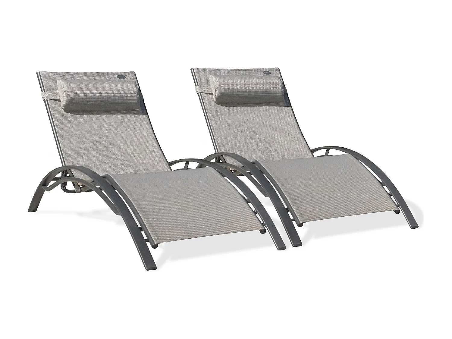 Lot de 2 bains de soleil en aluminium et toile plastifiéee