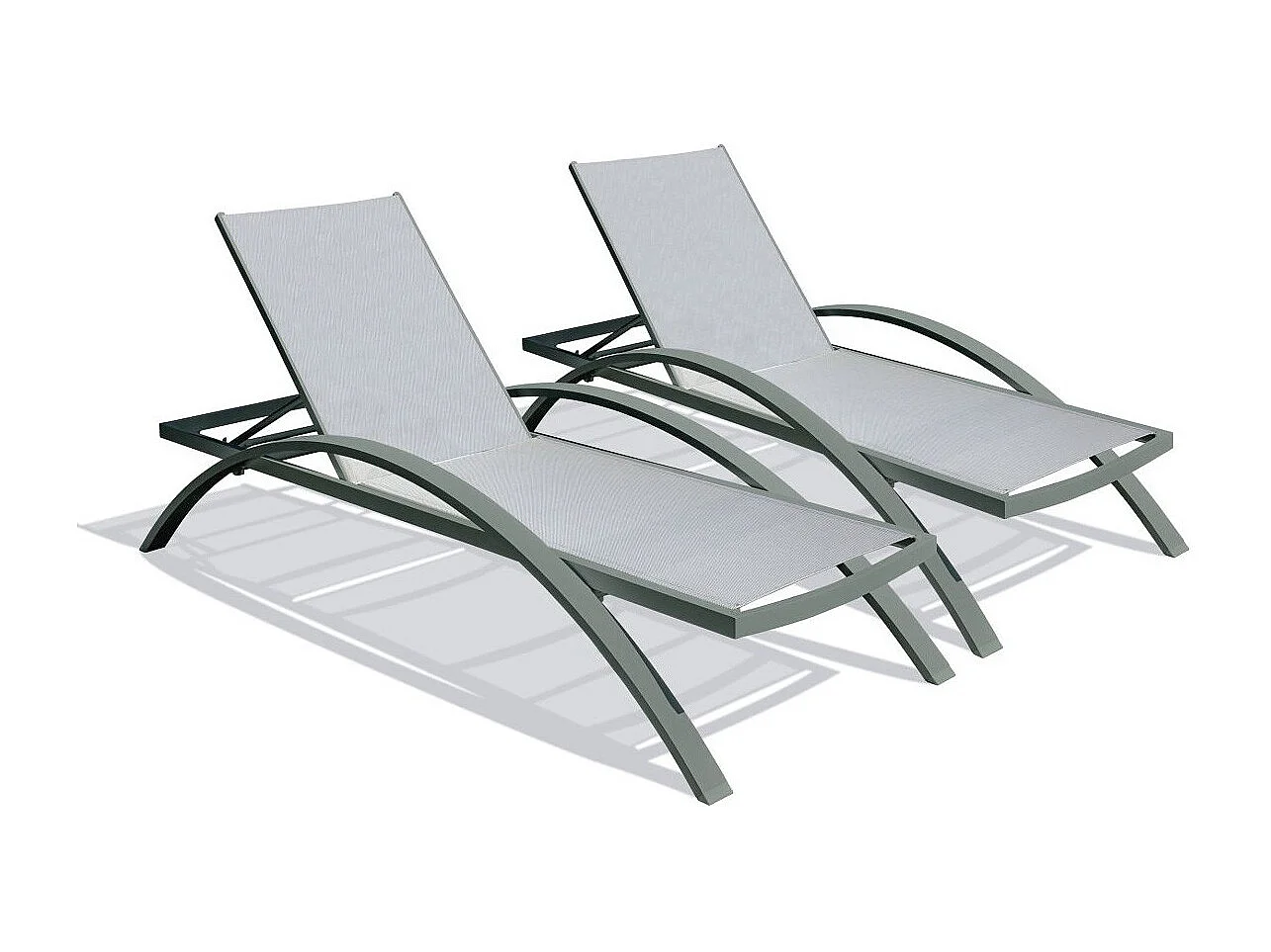 Lot de 2 Bains de Soleil Empilables "Barcelona" 195cm Kaki