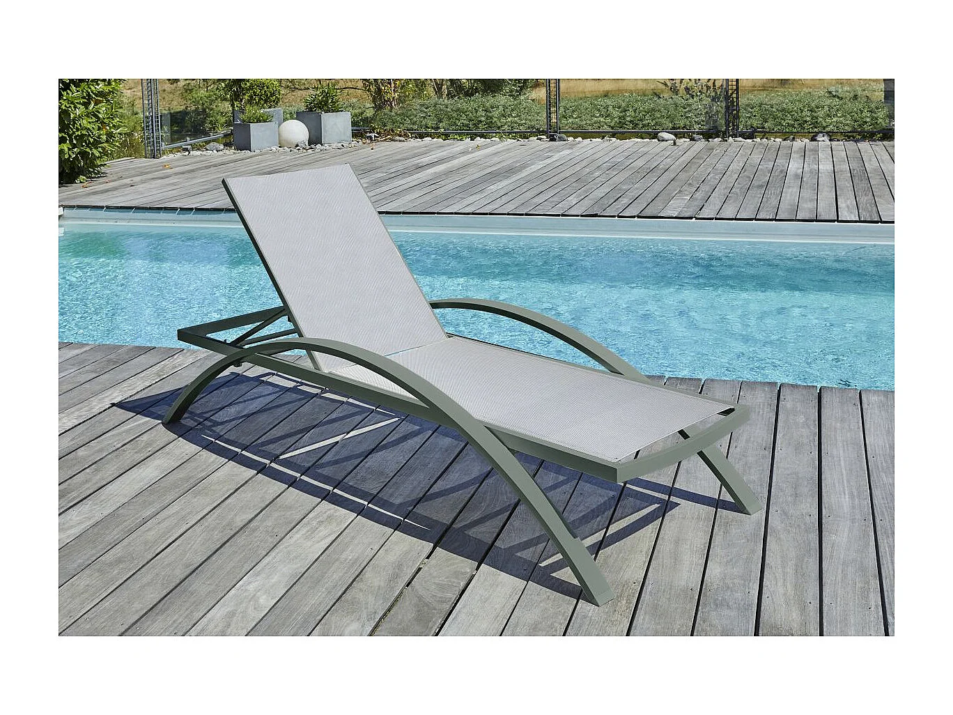 Lot de 2 Bains de Soleil Empilables "Barcelona" 195cm Kaki