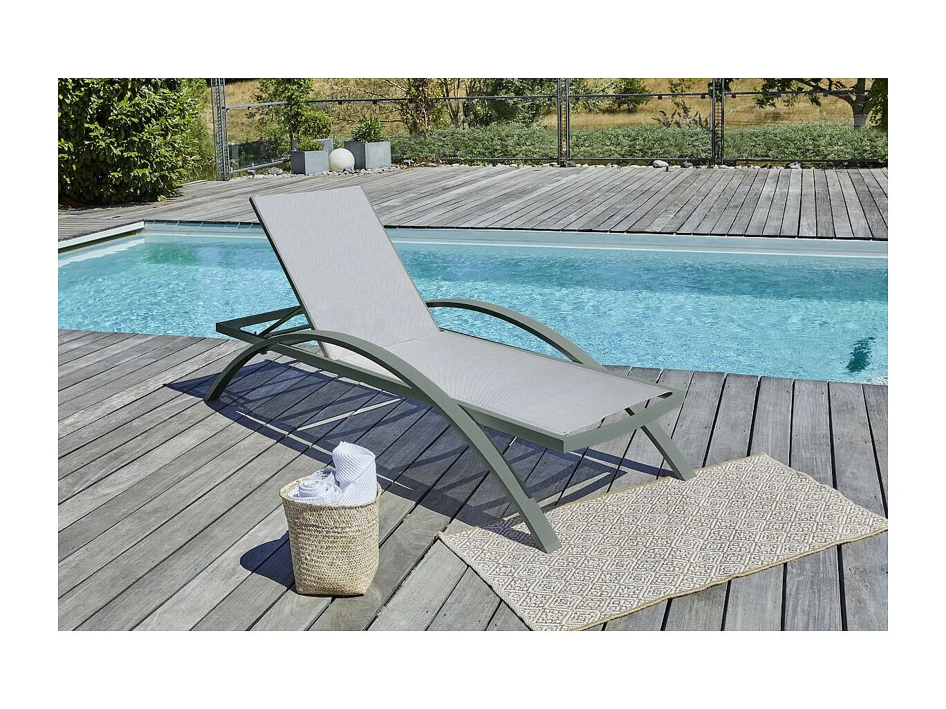 Lot de 2 Bains de Soleil Empilables "Barcelona" 195cm Kaki