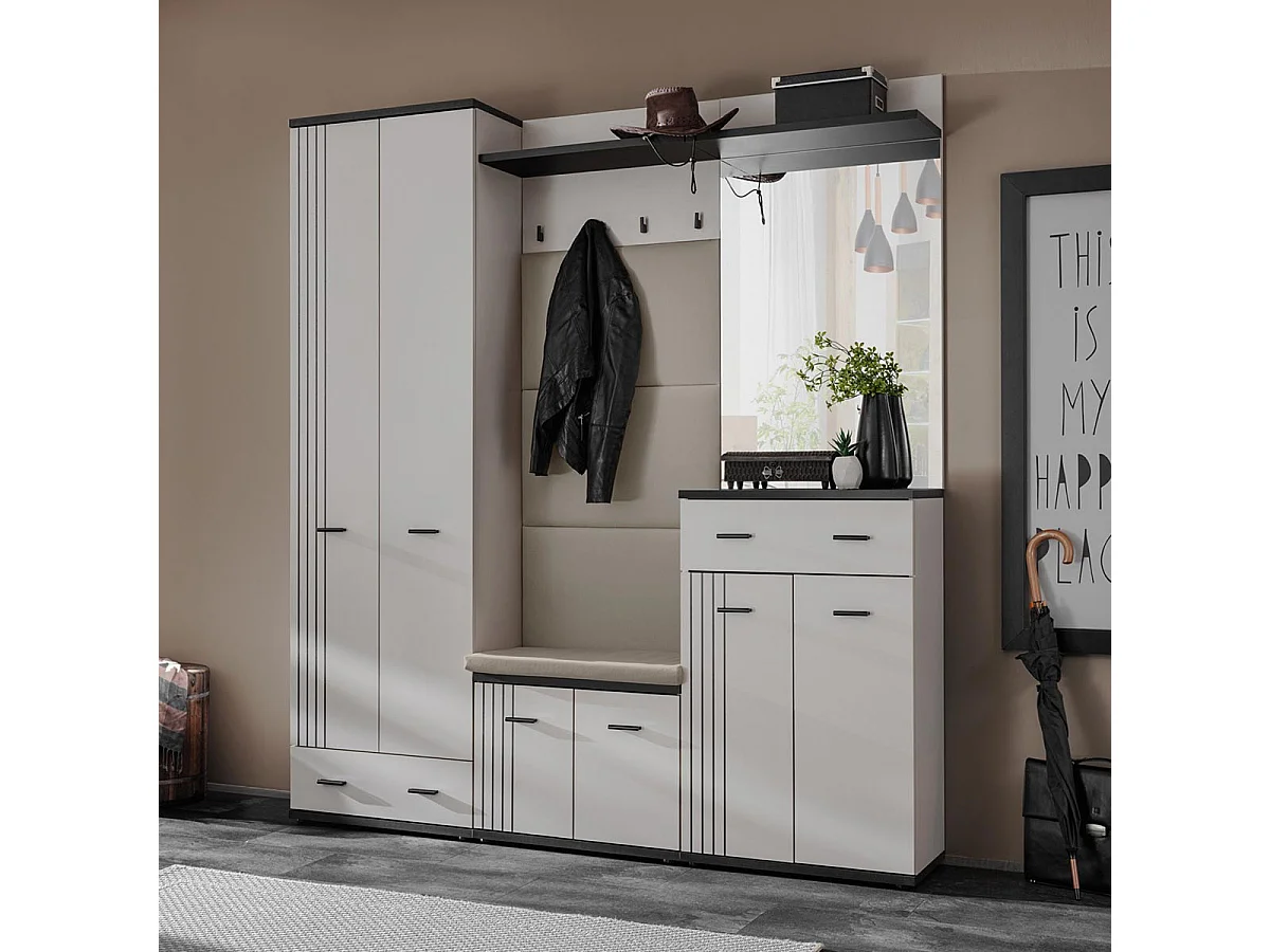 Ensemble Vestiaire Rembourré 5P "Hugo" 180cm Gris & Noir