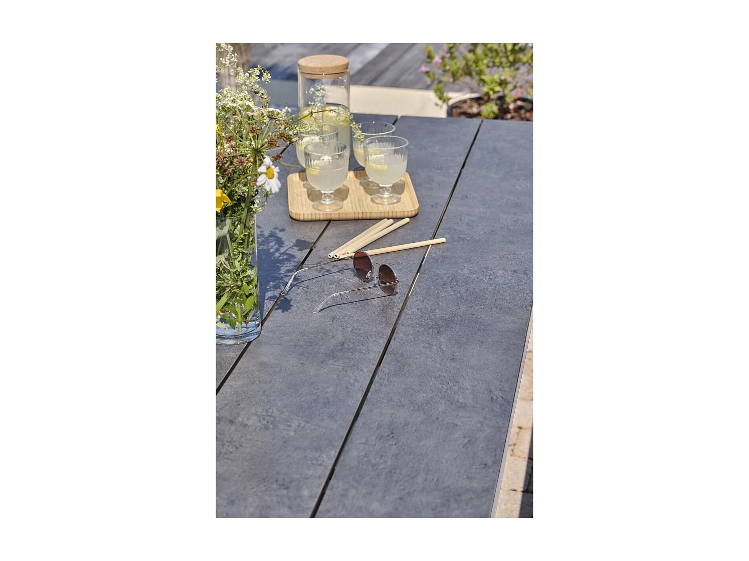 Table de Jardin & 2 Bancs "Annecy" 175cm Blanc