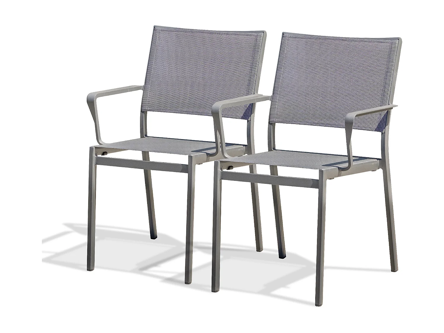 Lot de 2 fauteuils de jardin en aluminium et toile plastifiéee