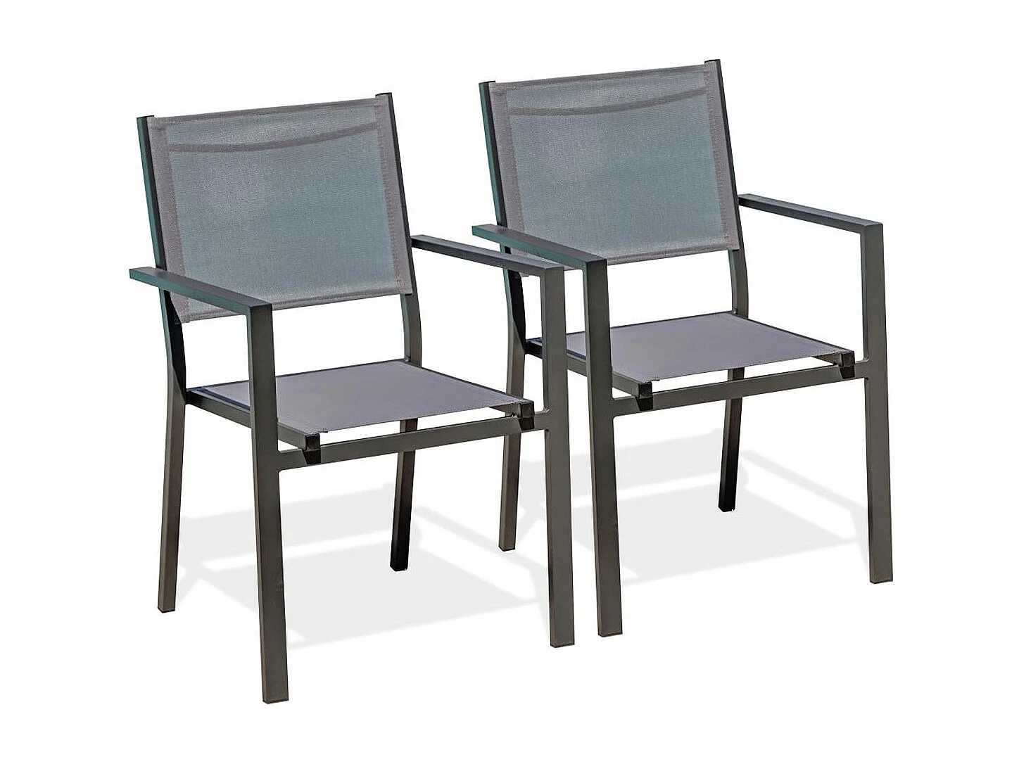 Lot de 2 Fauteuils de Jardin Empilables "Tolede" 87cm Gris Anthracite