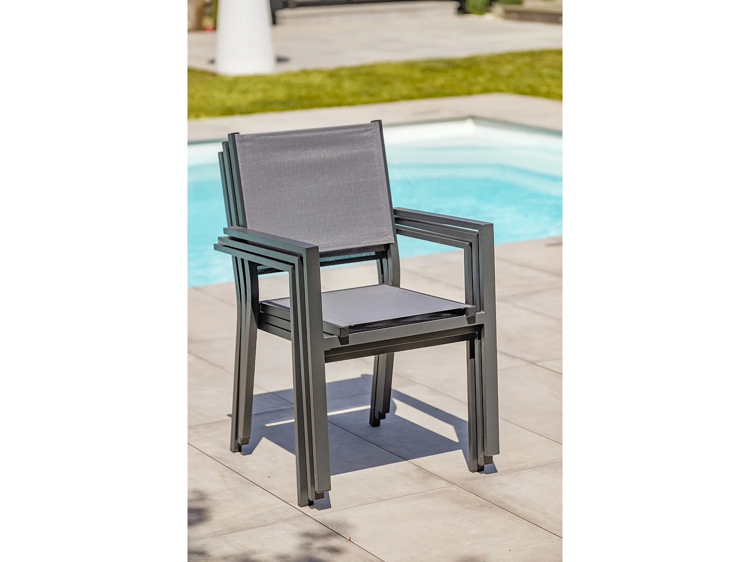 Set mit 2 Gartensesseln, Aluminium/Textilene