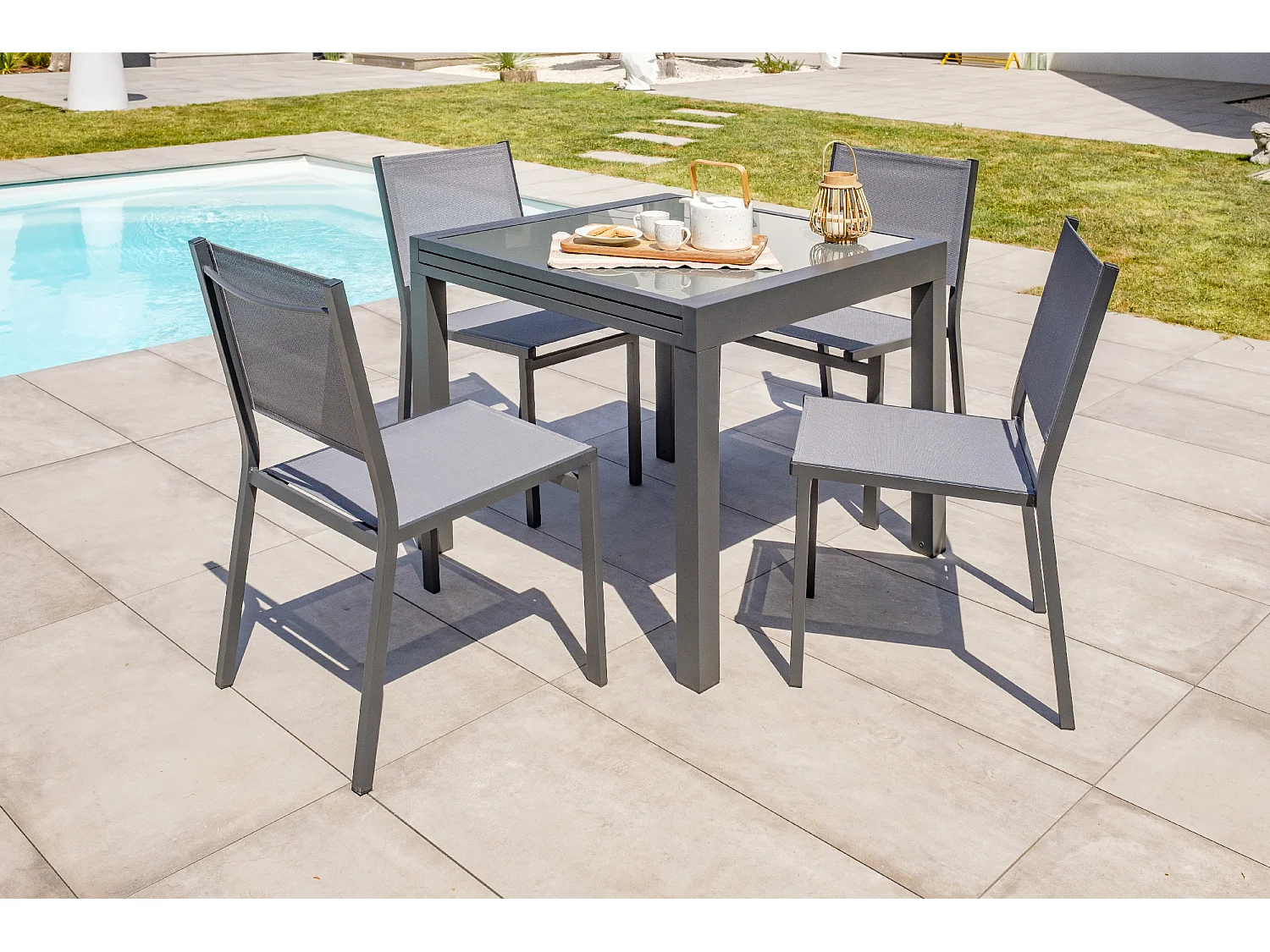 Chaise de jardin empilable en alu toile plastifiéee - TOLEDE