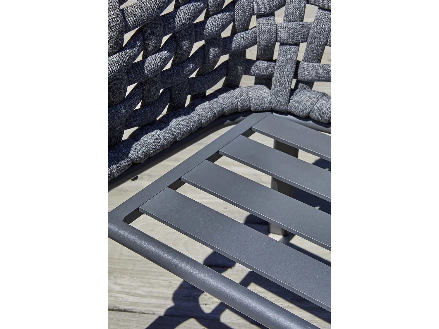 Lot de 2 Fauteuils de Jardin en Corde Tissée "Camargue" 72cm Gris Anthracite