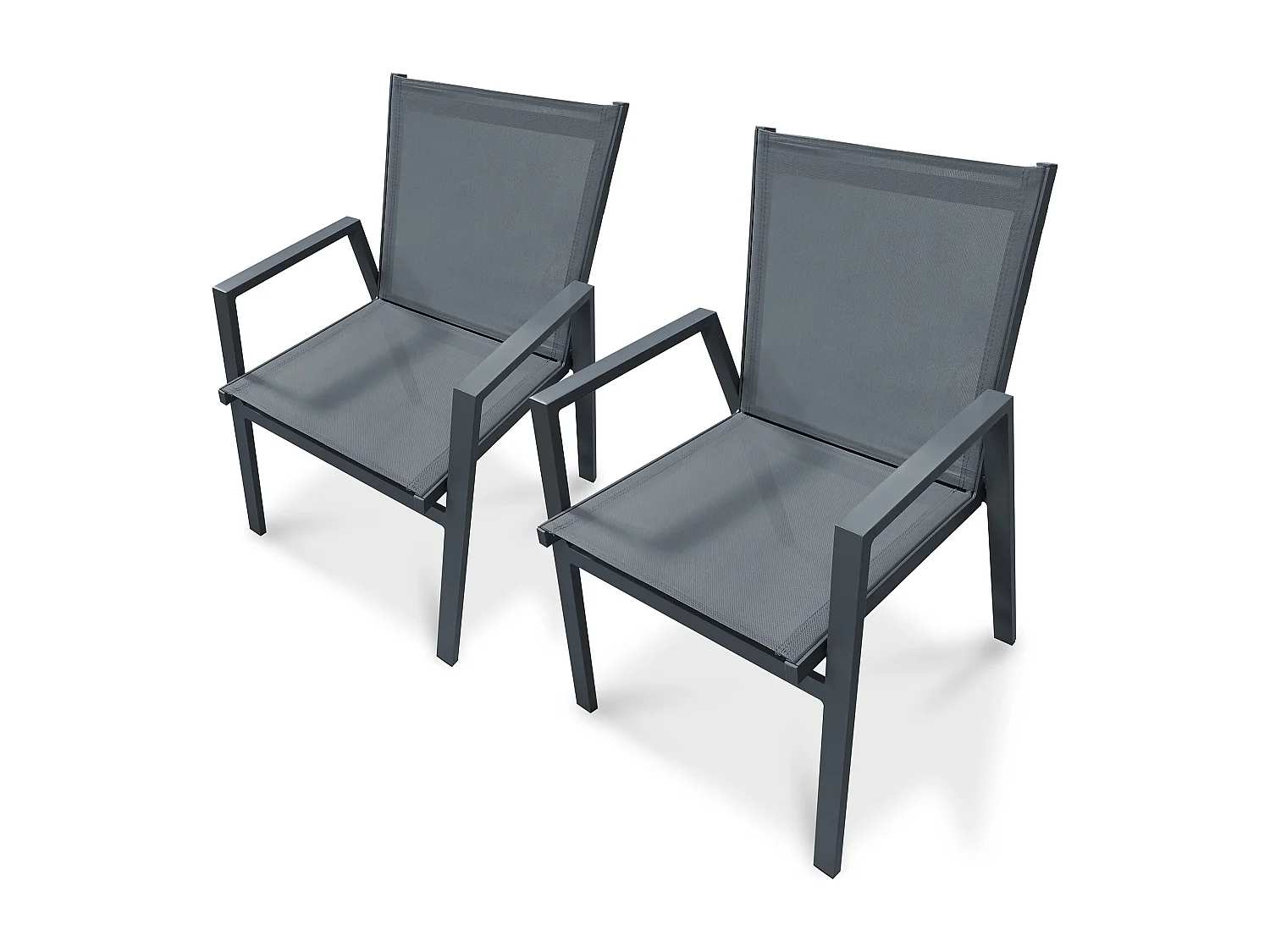 Lot de 2 fauteuils de jardin empilables en aluminium