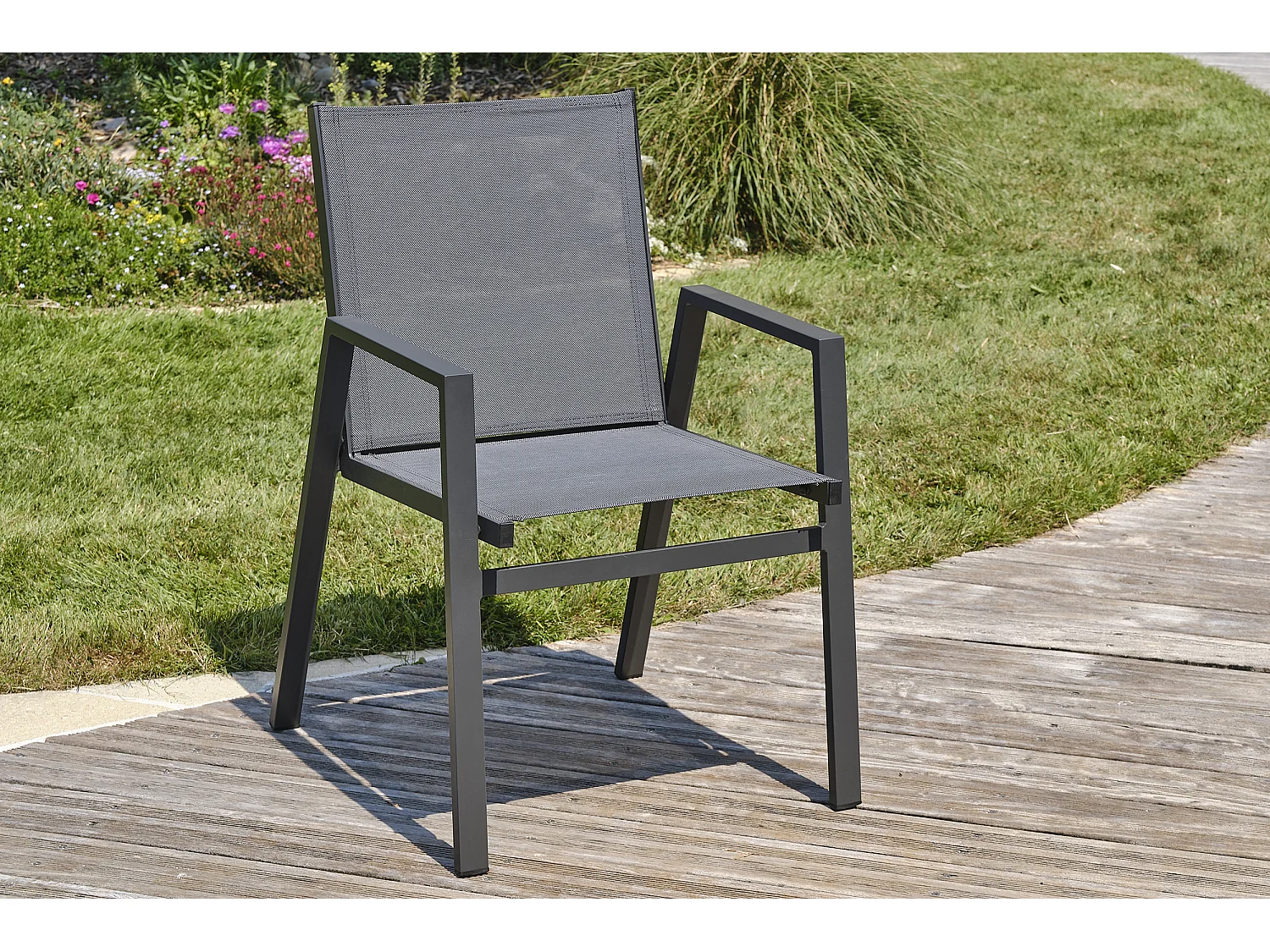 Lot de 2 Fauteuils de Jardin Empilables "Floride" 86cm Gris Anthracite
