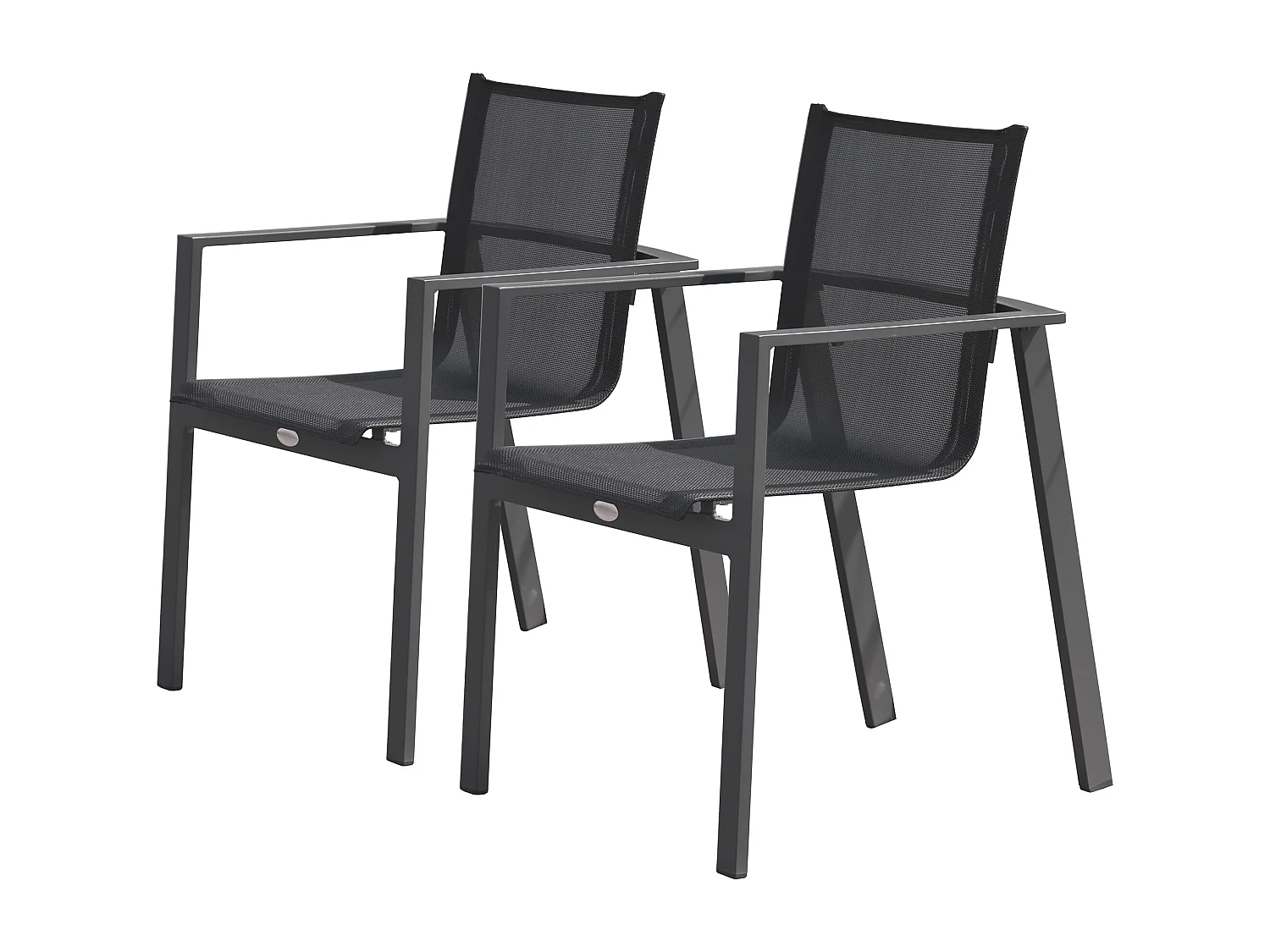 Lot de 2 fauteuils de jardin empilables en aluminium