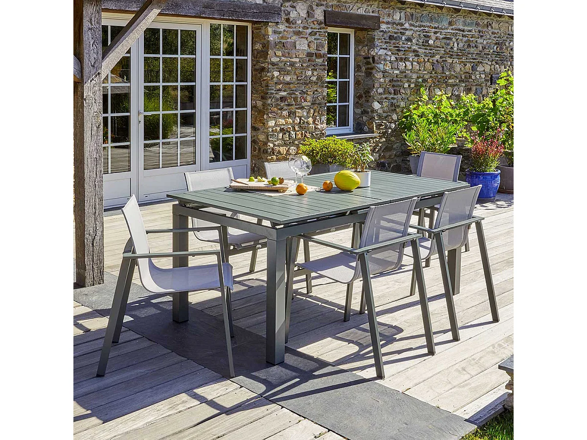 Lot de 2 Fauteuils de Jardin Empilables "Miami" 84cm Kaki
