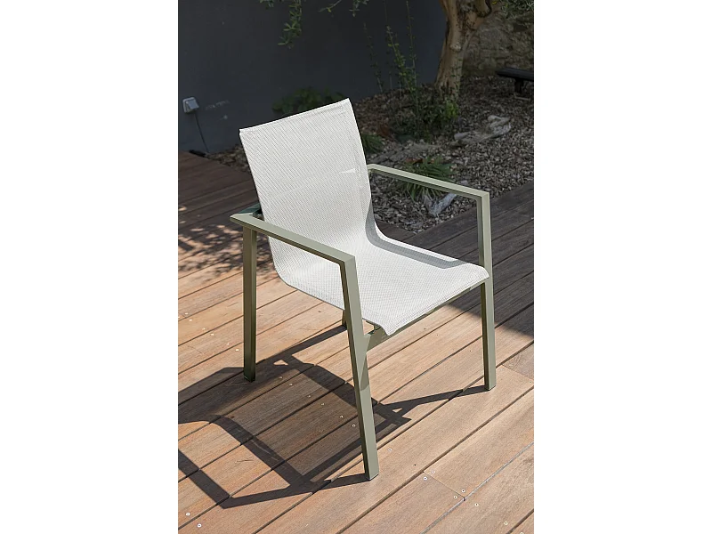 Lot de 2 Fauteuils de Jardin Empilables "Miami" 84cm Kaki