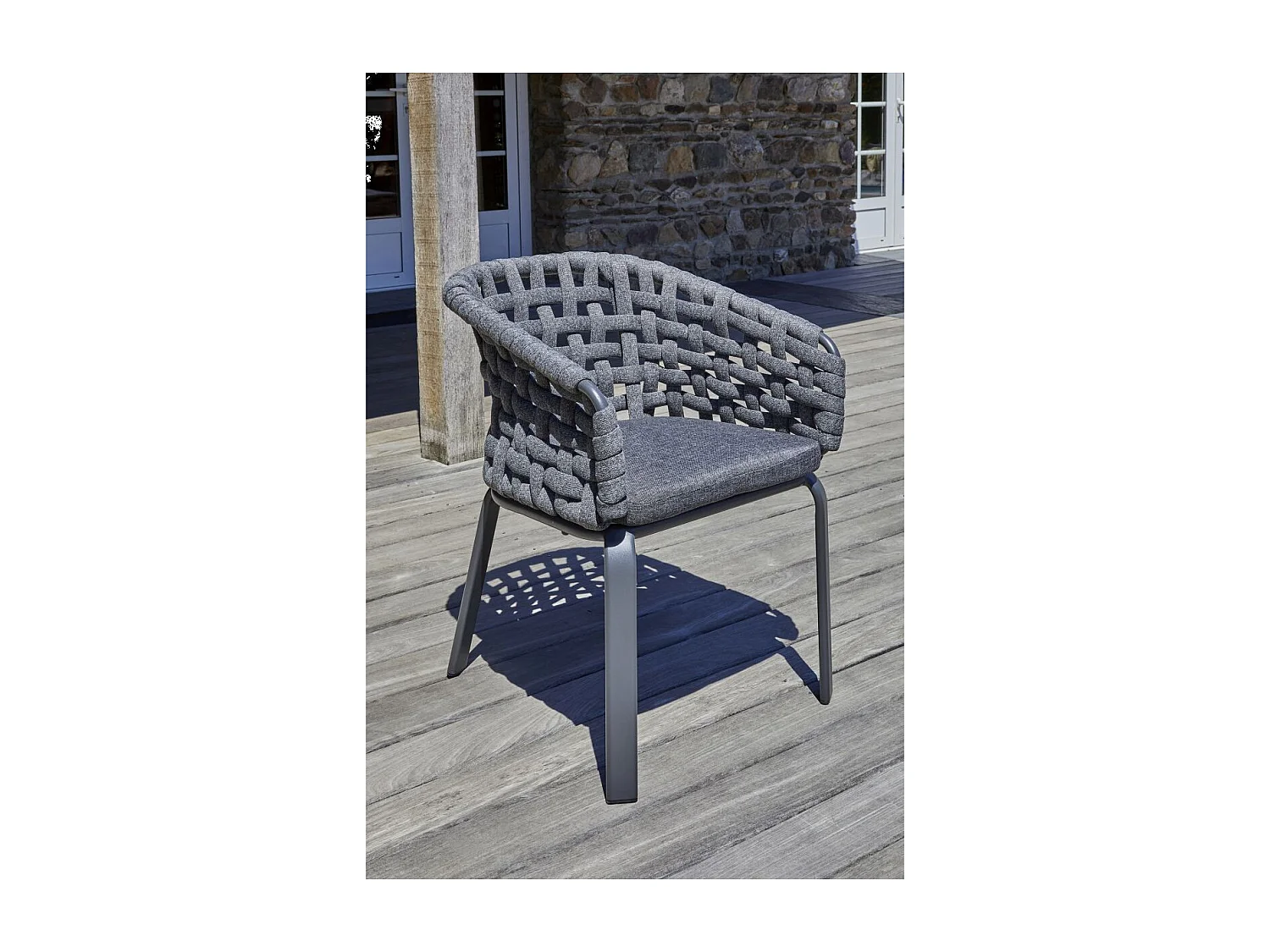Fauteuil de Jardin en Corde Tissée "Camargue" 72cm Gris Anthracite